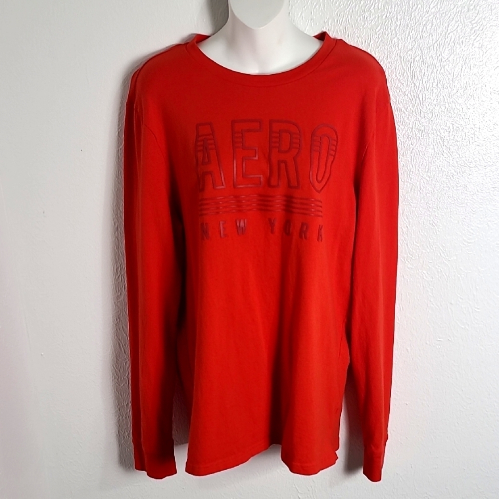 Aeropostale New York Red Long Sleeve T-Shirt with Logo Aero NY on Front, Size XL
